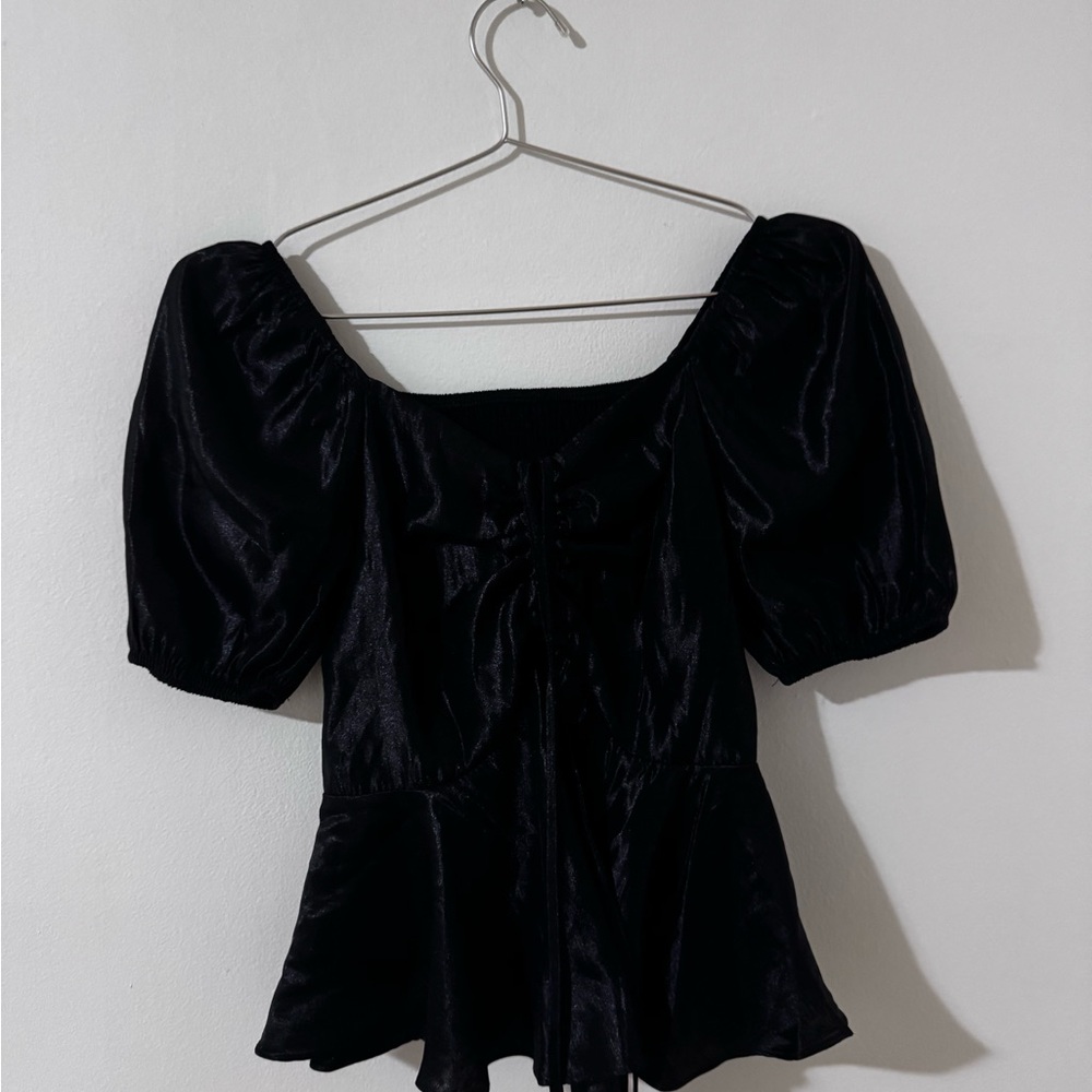 Elegant Black Puff Sleeve Top